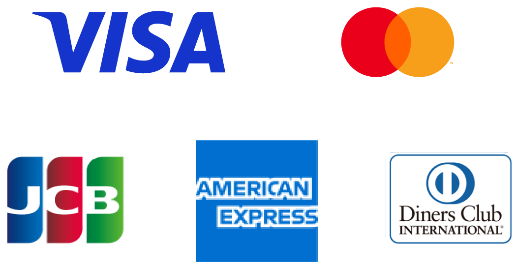 VISA Mastercard JCB American Express Diners Club